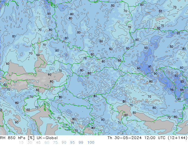 RV 850 hPa UK-Global do 30.05.2024 12 UTC