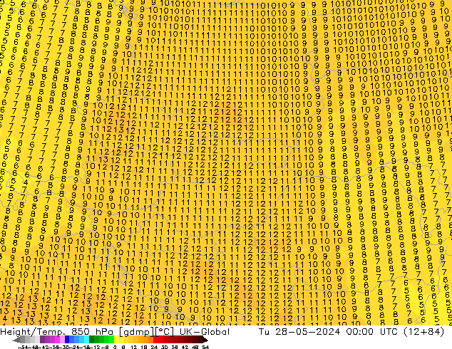 Height/Temp. 850 hPa UK-Global Tu 28.05.2024 00 UTC