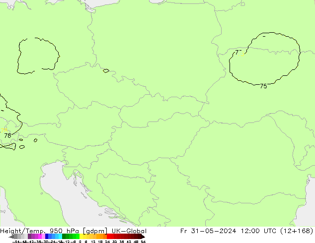 Height/Temp. 950 hPa UK-Global  31.05.2024 12 UTC