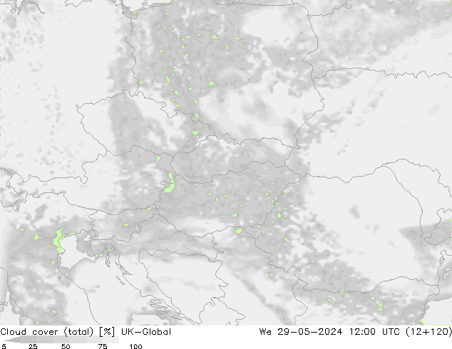 Nubes (total) UK-Global mié 29.05.2024 12 UTC