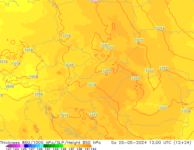 Thck 850-1000 hPa UK-Global Sa 25.05.2024 12 UTC