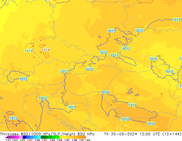 Thck 850-1000 hPa UK-Global  30.05.2024 12 UTC