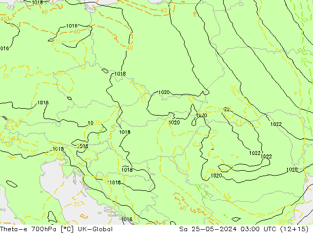 Theta-e 700hPa UK-Global sam 25.05.2024 03 UTC
