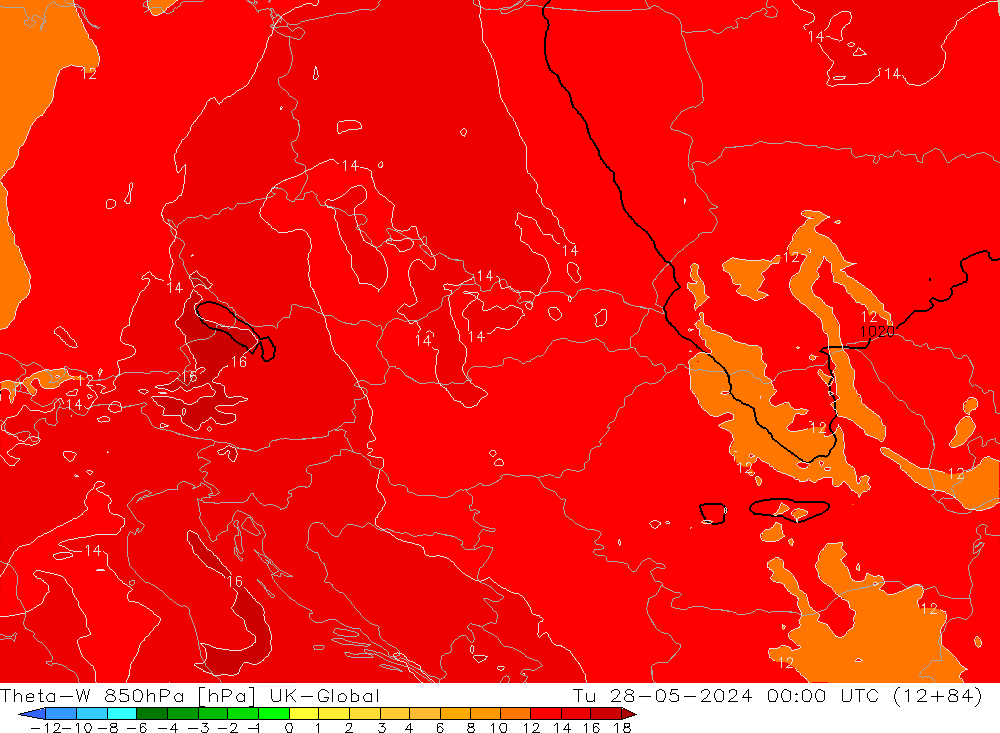 Theta-W 850hPa UK-Global Tu 28.05.2024 00 UTC