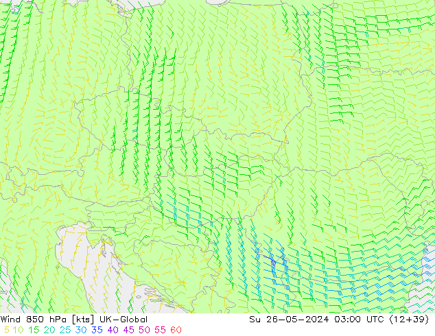 Wind 850 hPa UK-Global Su 26.05.2024 03 UTC