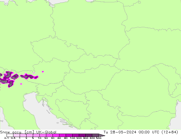 Snow accu. UK-Global Tu 28.05.2024 00 UTC