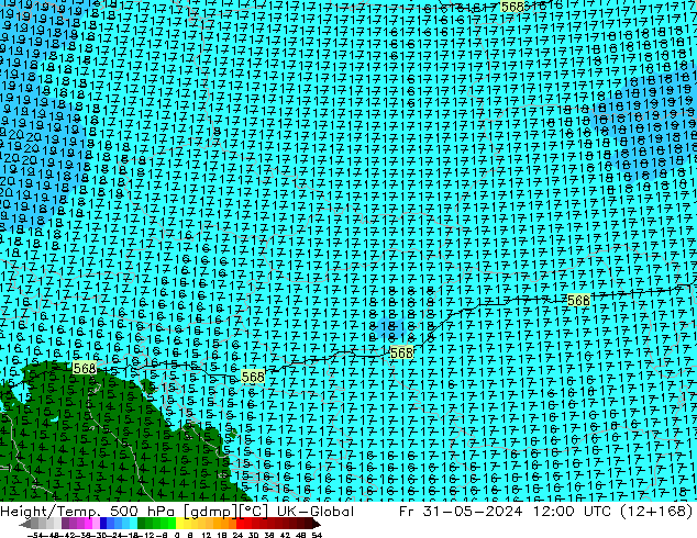 Height/Temp. 500 hPa UK-Global Fr 31.05.2024 12 UTC