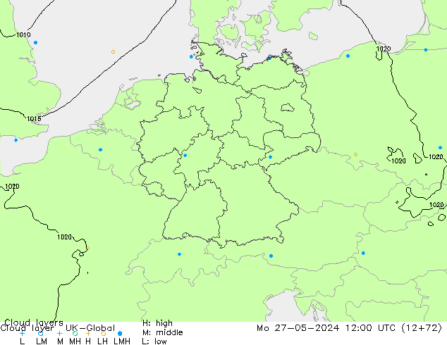 Cloud layer UK-Global lun 27.05.2024 12 UTC