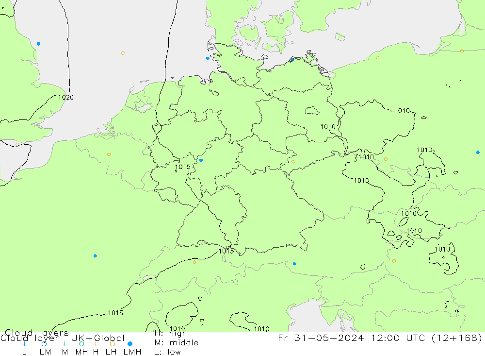 Cloud layer UK-Global Fr 31.05.2024 12 UTC