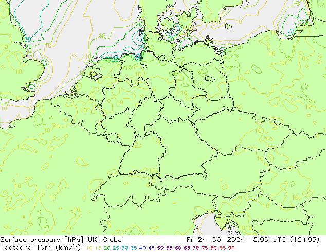 Isotachen (km/h) UK-Global Fr 24.05.2024 15 UTC