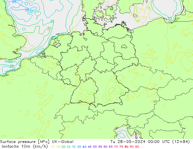 Isotachen (km/h) UK-Global di 28.05.2024 00 UTC