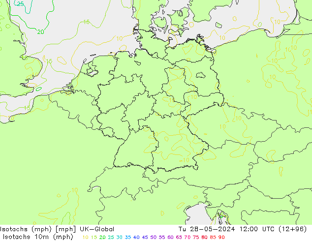 Isotachs (mph) UK-Global mar 28.05.2024 12 UTC