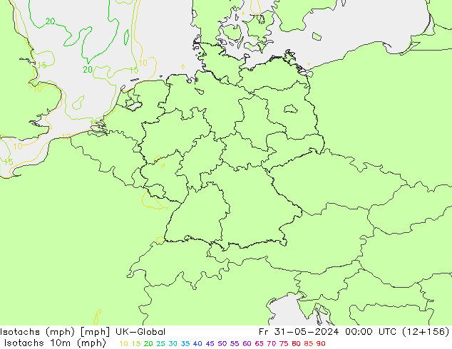 Eşrüzgar Hızları mph UK-Global Cu 31.05.2024 00 UTC