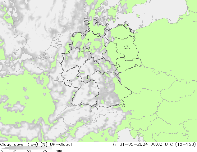 Bewolking (Laag) UK-Global vr 31.05.2024 00 UTC