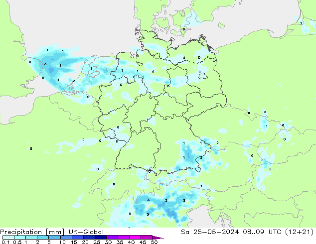 Precipitación UK-Global sáb 25.05.2024 09 UTC