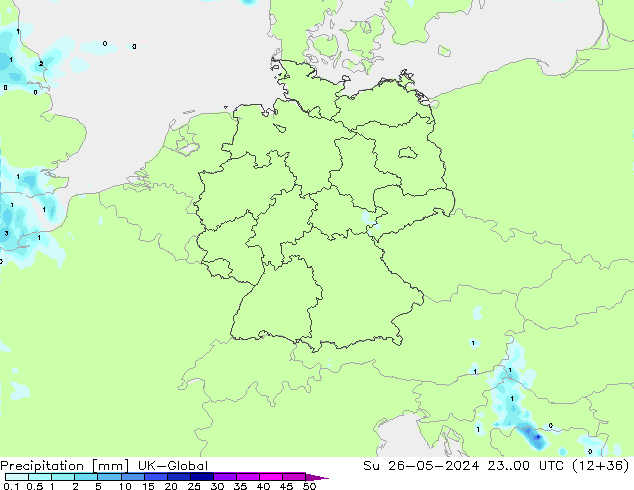 Precipitación UK-Global dom 26.05.2024 00 UTC