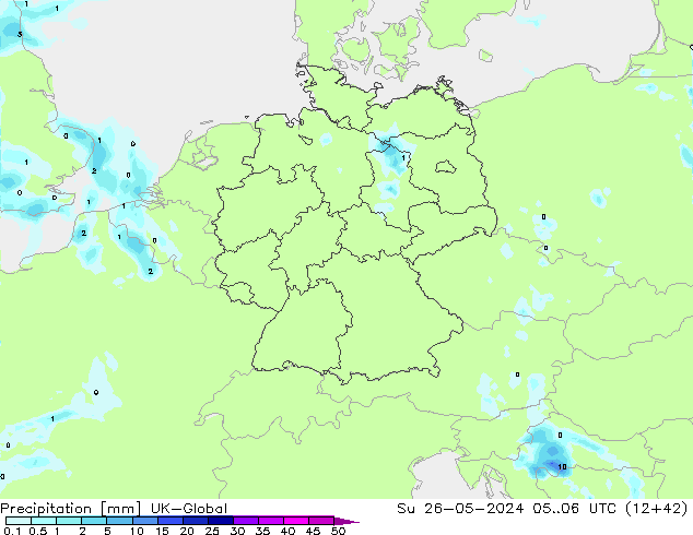 Precipitation UK-Global Su 26.05.2024 06 UTC