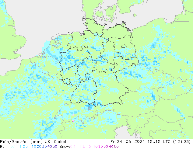 Regen/Sneeuwval UK-Global vr 24.05.2024 15 UTC