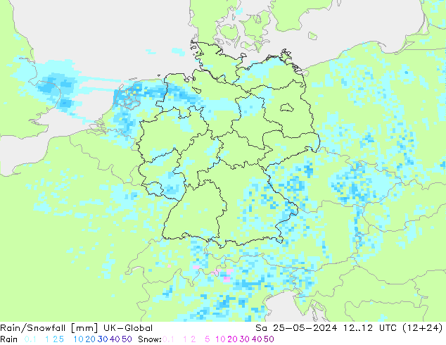 Regen/Schneefall UK-Global Sa 25.05.2024 12 UTC