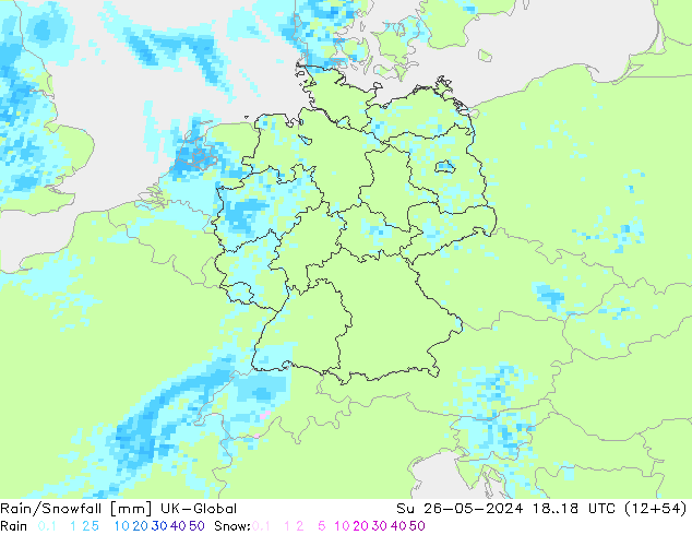 Rain/Snowfall UK-Global  26.05.2024 18 UTC