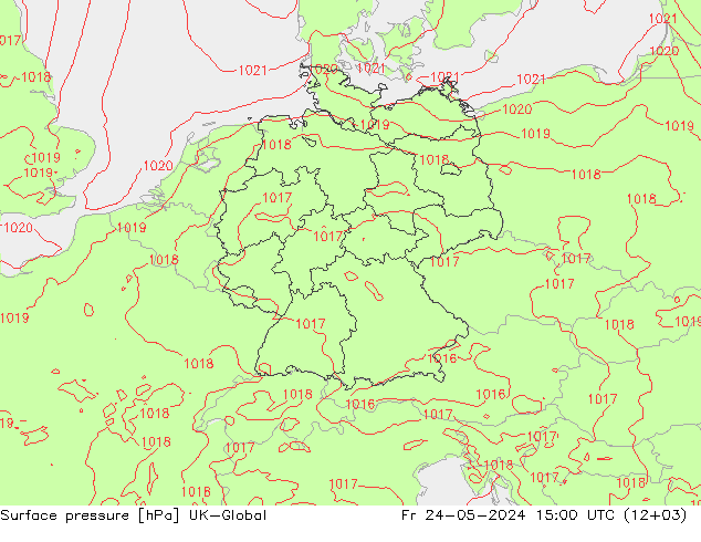 Surface pressure UK-Global Fr 24.05.2024 15 UTC