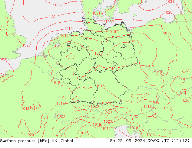 Luchtdruk (Grond) UK-Global za 25.05.2024 00 UTC