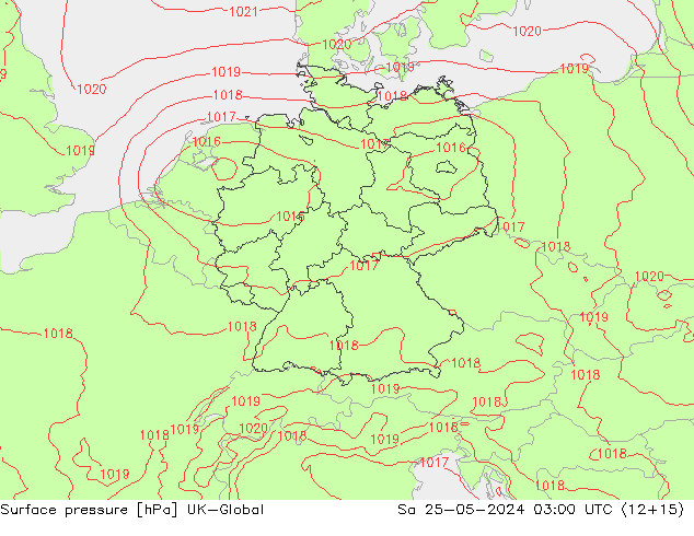 Atmosférický tlak UK-Global So 25.05.2024 03 UTC