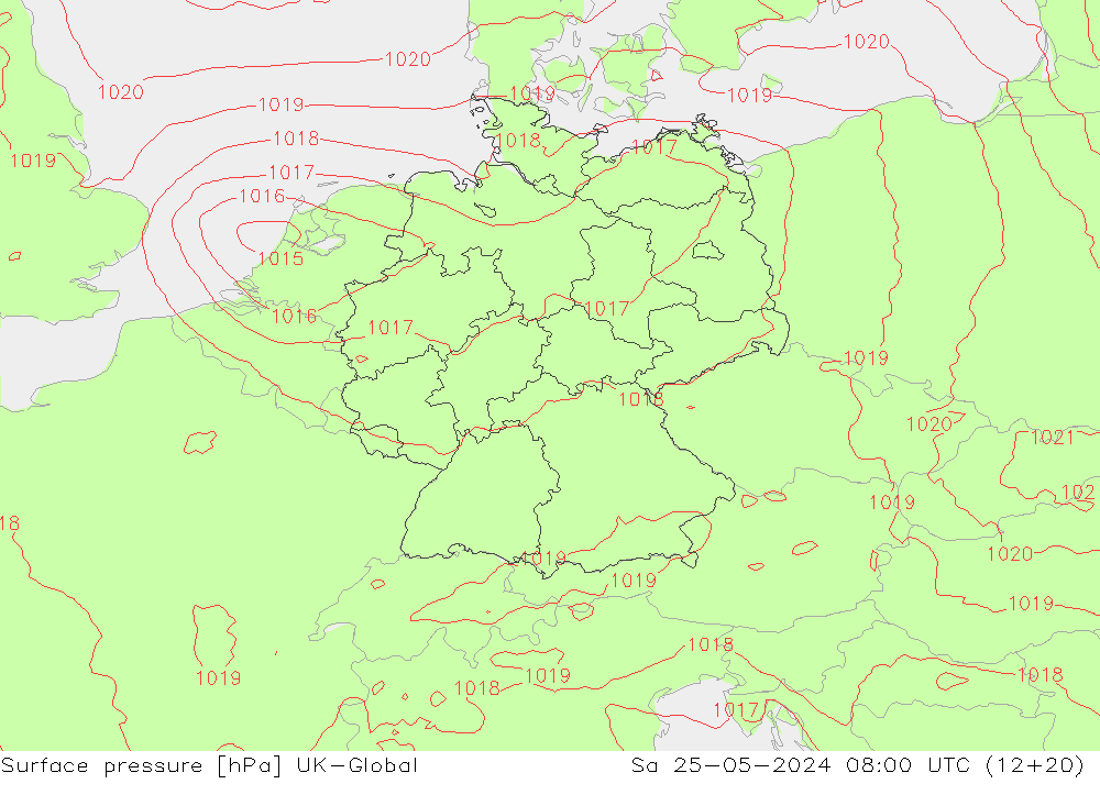 Surface pressure UK-Global Sa 25.05.2024 08 UTC