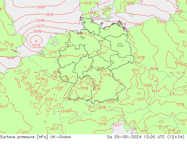 Surface pressure UK-Global Sa 25.05.2024 12 UTC