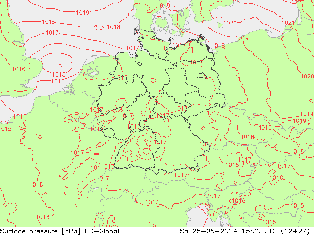 Presión superficial UK-Global sáb 25.05.2024 15 UTC