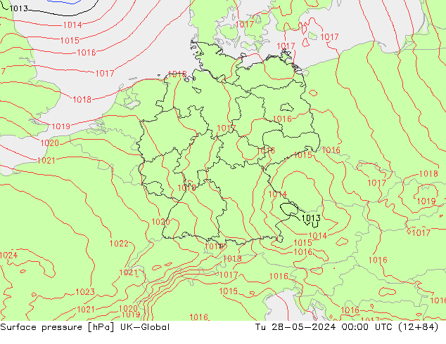 Presión superficial UK-Global mar 28.05.2024 00 UTC
