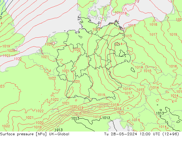 Surface pressure UK-Global Tu 28.05.2024 12 UTC