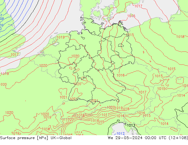 pression de l'air UK-Global mer 29.05.2024 00 UTC