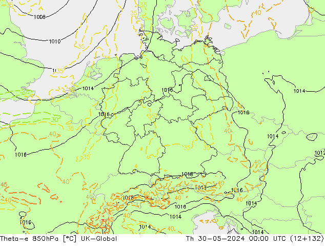 Theta-e 850hPa UK-Global Per 30.05.2024 00 UTC