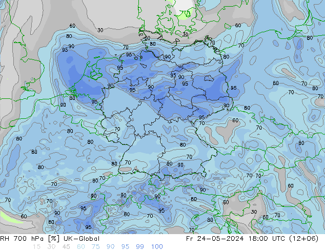 RH 700 hPa UK-Global Fr 24.05.2024 18 UTC