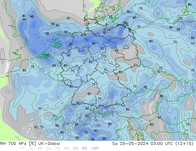 RH 700 hPa UK-Global Sáb 25.05.2024 03 UTC