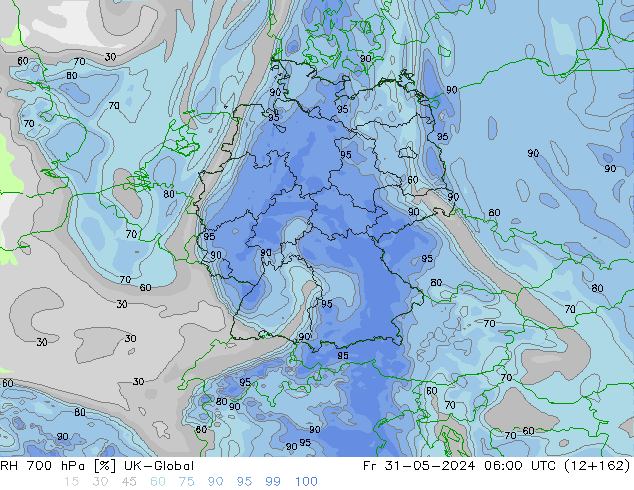 RH 700 hPa UK-Global Sex 31.05.2024 06 UTC