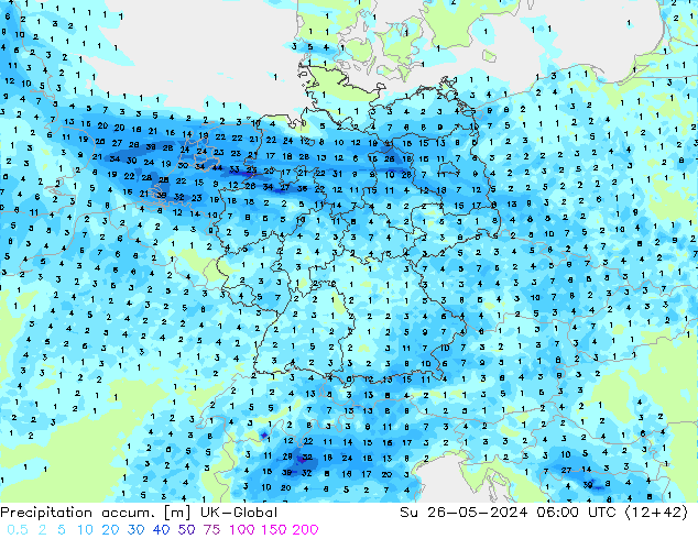 Precipitation accum. UK-Global dom 26.05.2024 06 UTC