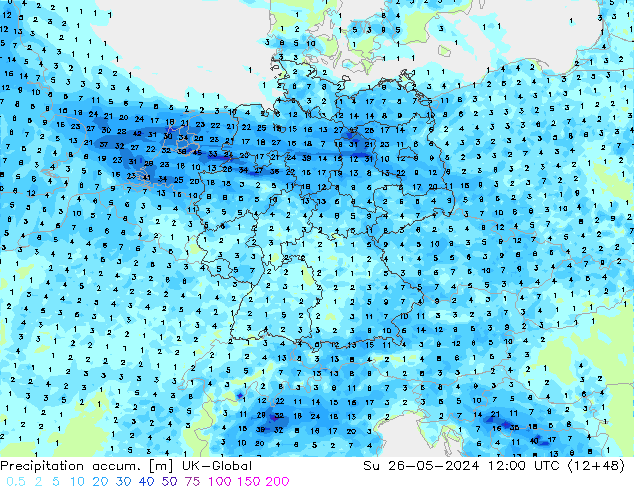 Totale neerslag UK-Global zo 26.05.2024 12 UTC