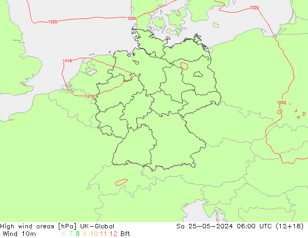 High wind areas UK-Global sam 25.05.2024 06 UTC