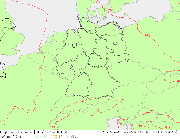 High wind areas UK-Global Su 26.05.2024 00 UTC