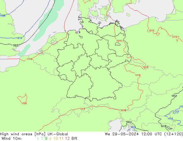 High wind areas UK-Global We 29.05.2024 12 UTC