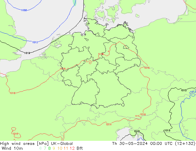 High wind areas UK-Global Th 30.05.2024 00 UTC
