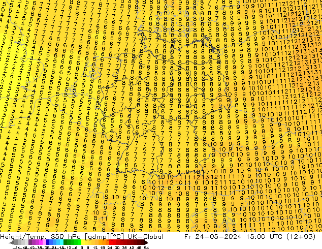 Yükseklik/Sıc. 850 hPa UK-Global Cu 24.05.2024 15 UTC