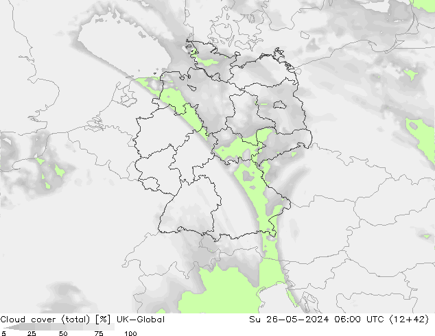 Nubes (total) UK-Global dom 26.05.2024 06 UTC