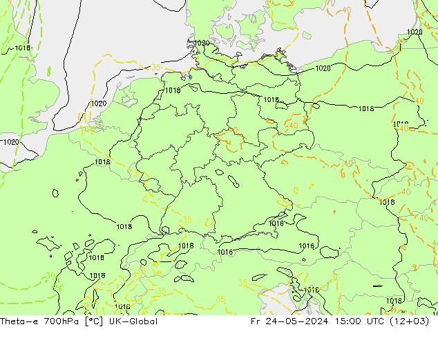 Theta-e 700гПа UK-Global пт 24.05.2024 15 UTC