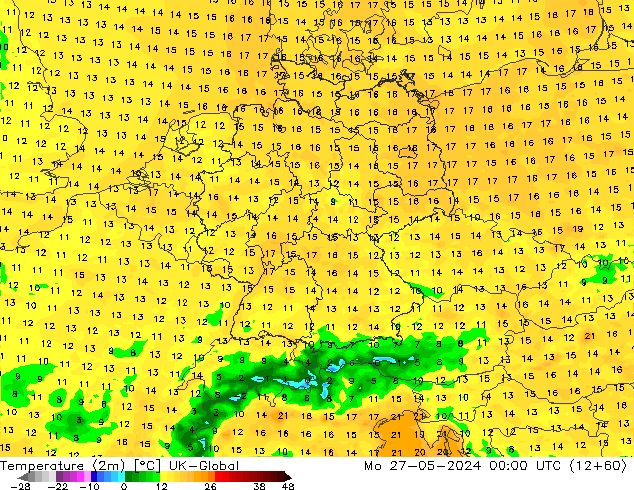 température (2m) UK-Global lun 27.05.2024 00 UTC