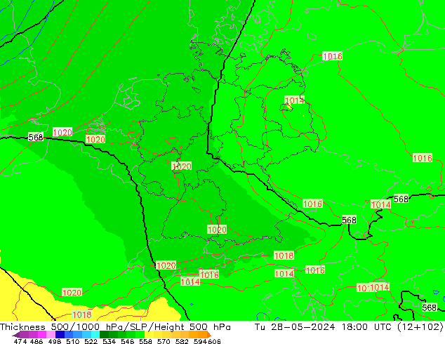 Thck 500-1000hPa UK-Global mar 28.05.2024 18 UTC