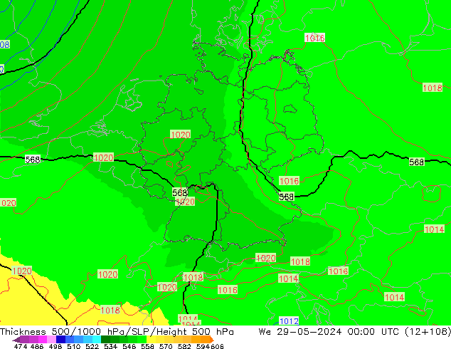 Thck 500-1000hPa UK-Global We 29.05.2024 00 UTC