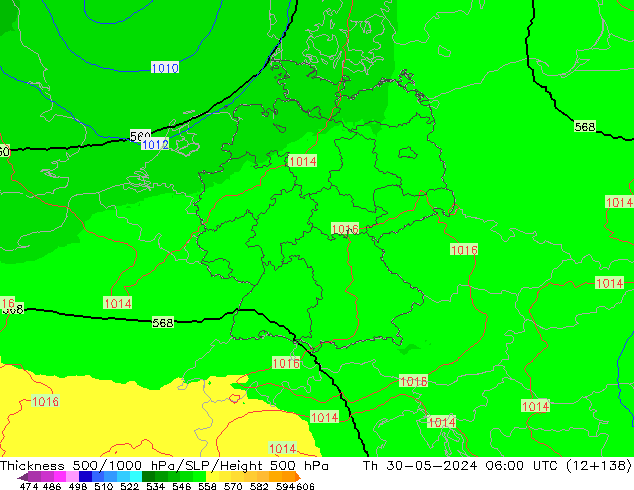 Thck 500-1000hPa UK-Global  30.05.2024 06 UTC